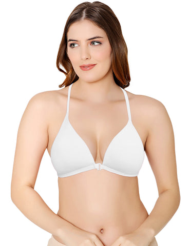 Bodycare Low Coverage, Front open, Seamless Padded Bra-6571-White