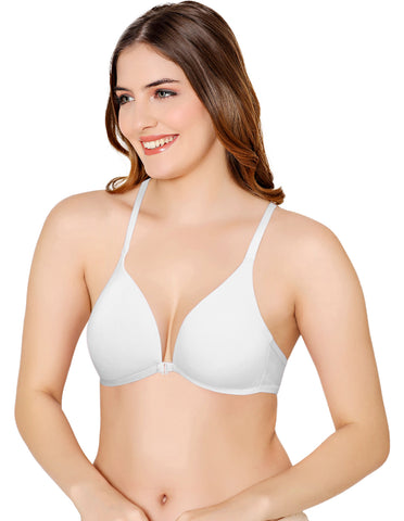 Bodycare Low Coverage, Front open, Seamless Padded Bra-6571-White