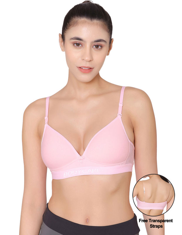 Bodycare Wire free, Seamless Padded Sports Bra -1606-PINK