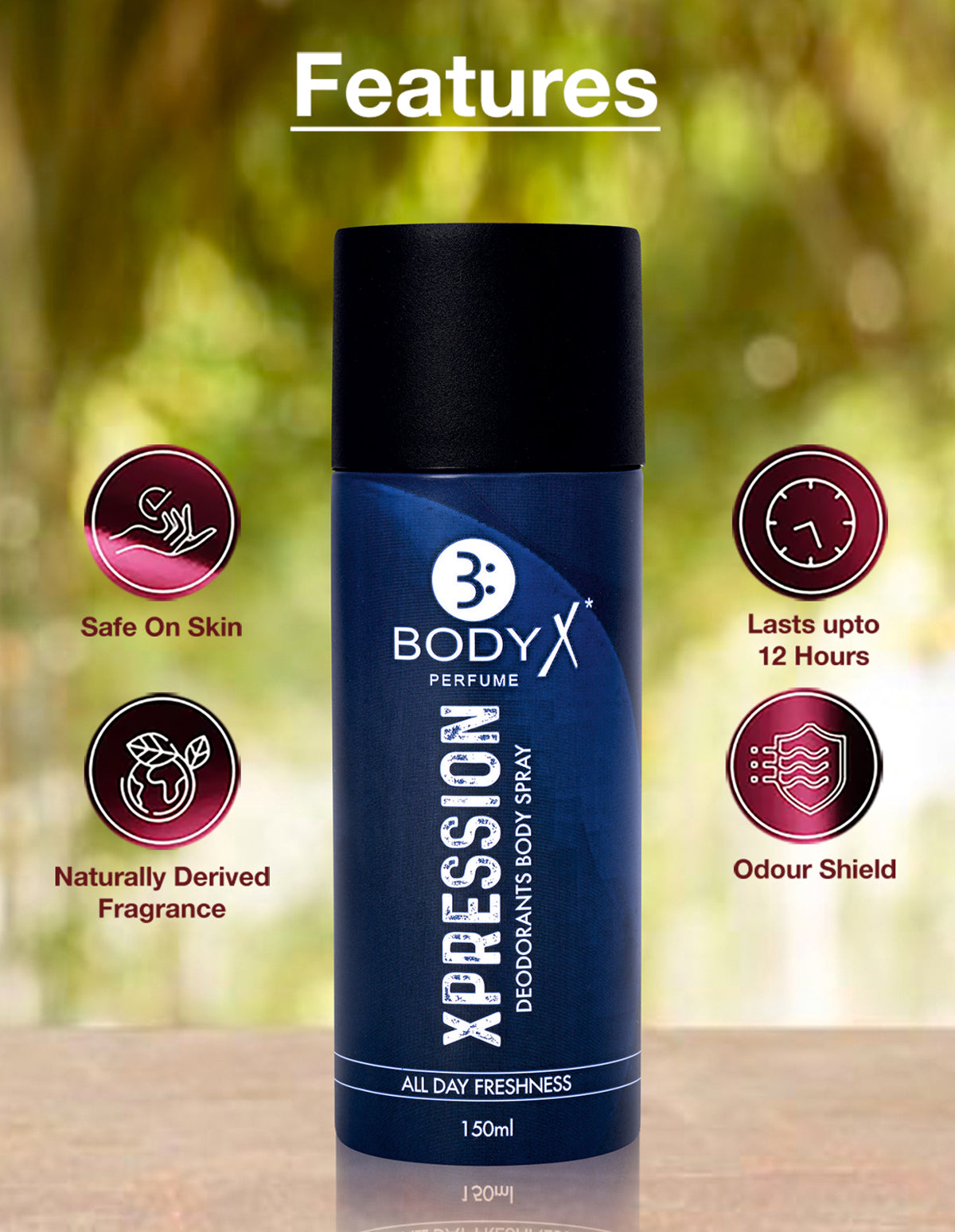 BodyX Xpression Deodorant for Men (150ml) – Long-Lasting Fresh Fragrance