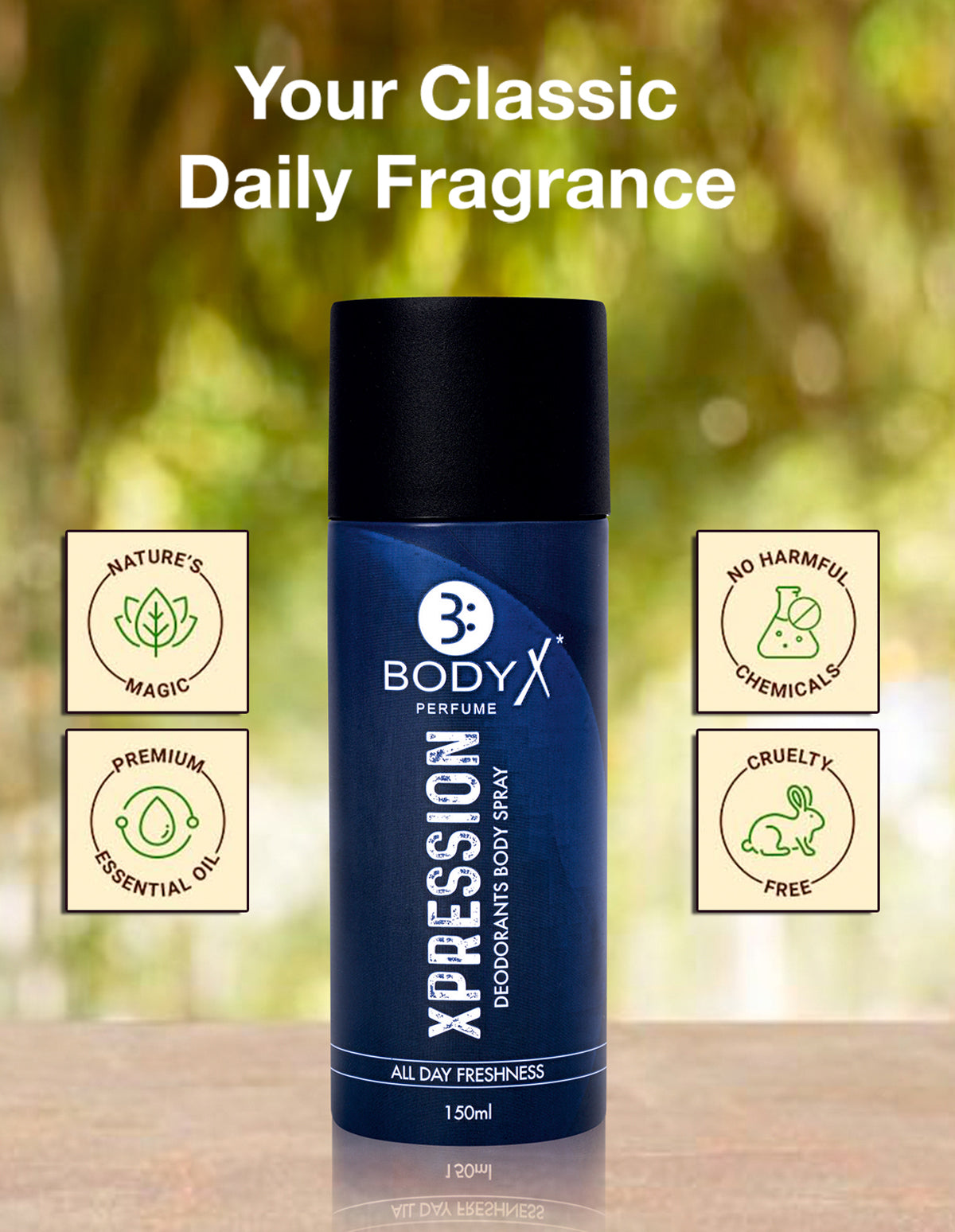 BodyX Xpression Deodorant for Men (150ml) – Long-Lasting Fresh Fragrance