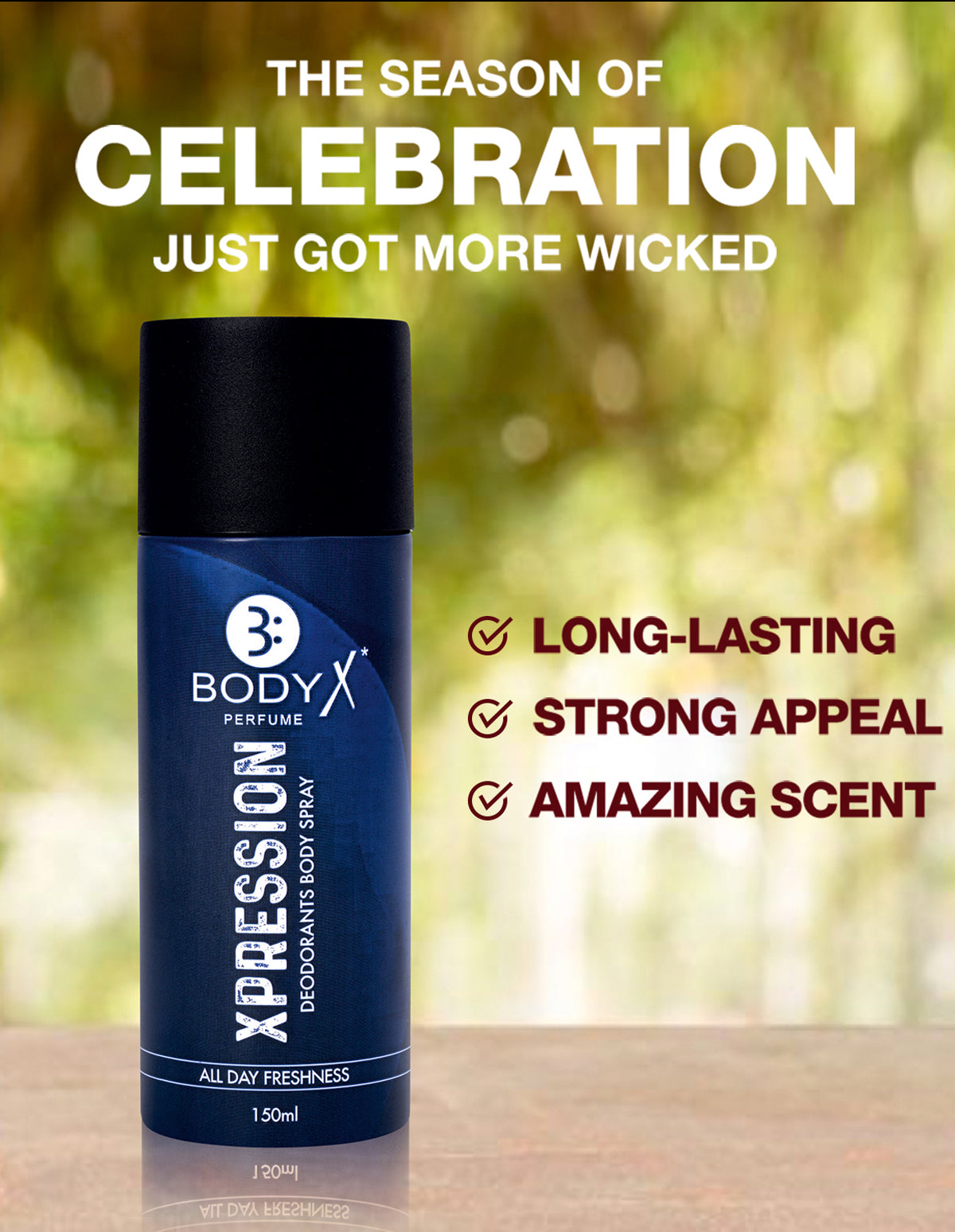 BodyX Xpression Deodorant for Men (150ml) – Long-Lasting Fresh Fragrance