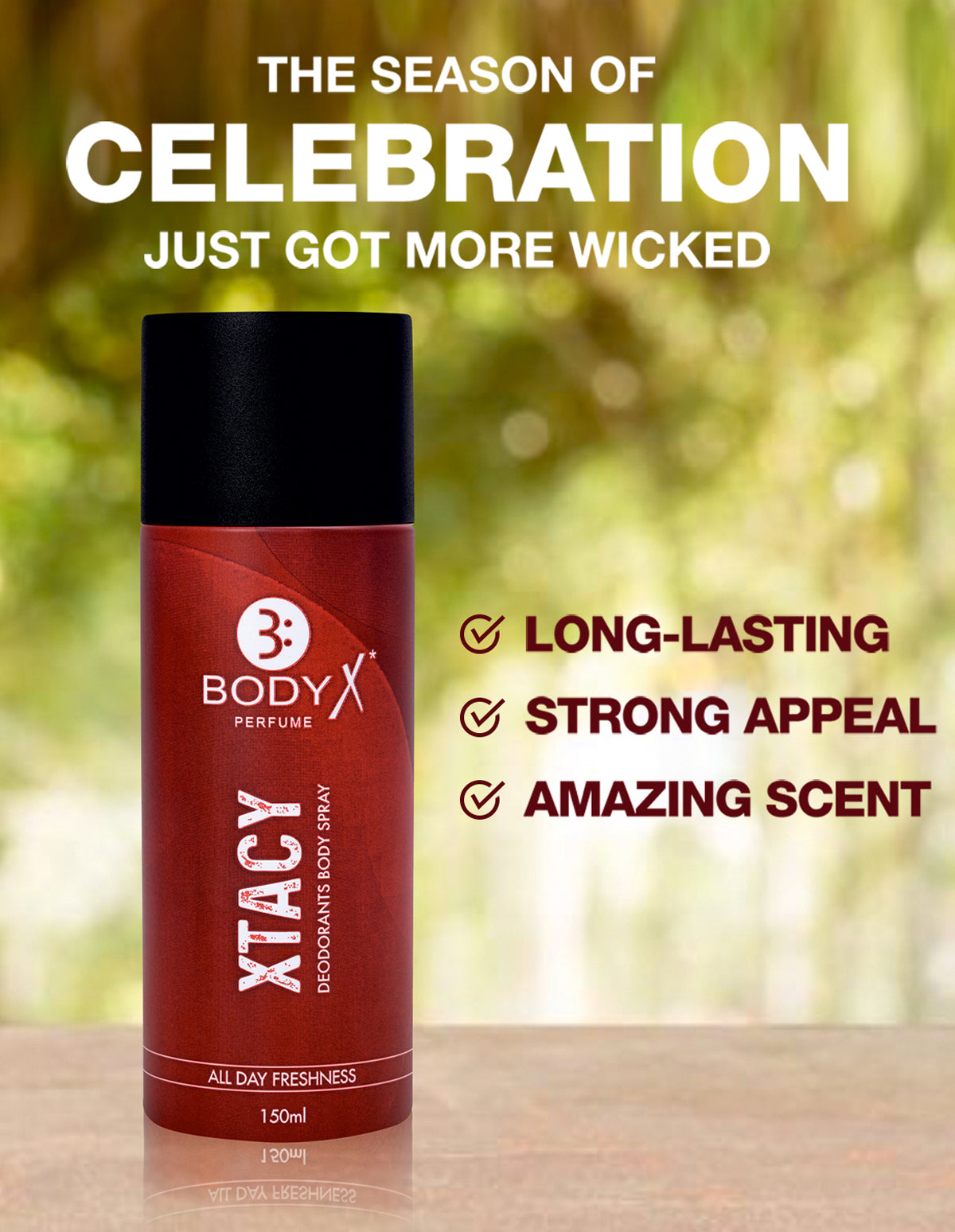 BodyX Xtacy Deodorant for Men (150ml) – Long-Lasting Fresh Fragrance